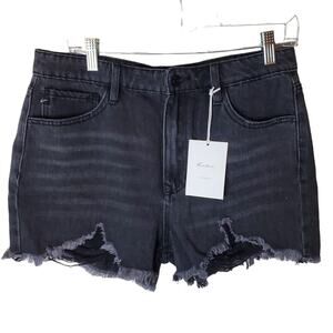 Kancan Black Raw Edge Jean Shorts, Size 11/29, NWT